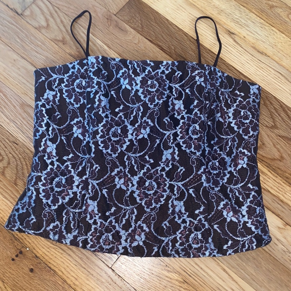 Brown Embroidered Floral Corset